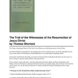 Trial of the witnesses of Resurrection of Jesus Christ,T.Sherlock