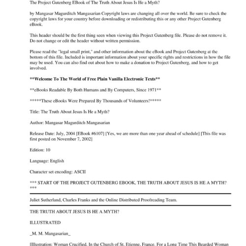 Truth about Jesus,Is he a myth,M.Mangasarian - Imagen 1