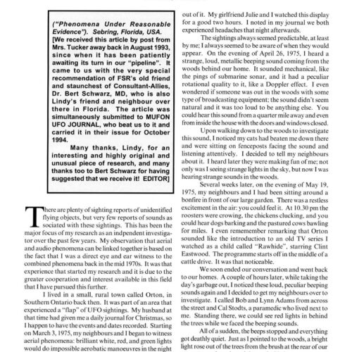 Tucker,Sound in UFO Encounters,FSR1995V40N4 - Imagen 1
