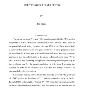 Two Great Fears of 1789,Jon Elster