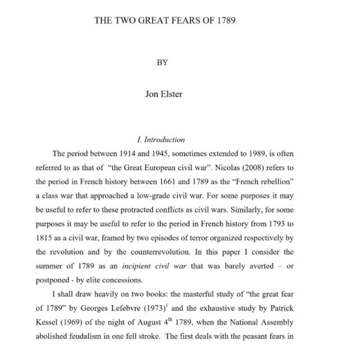 Two Great Fears of 1789,Jon Elster - Imagen 1