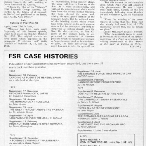 UFO 1950,Pius XII,Vatican,Roma,FSR74V19N3 - Imagen 1