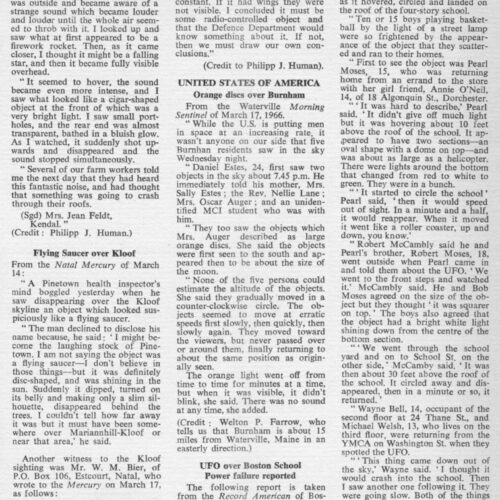 UFO 1966 over Boston school,FSR66V12N4 - Imagen 1