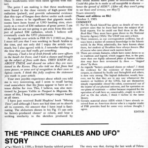 UFO 1986,Prince Charles,England,FSR1986V31N4