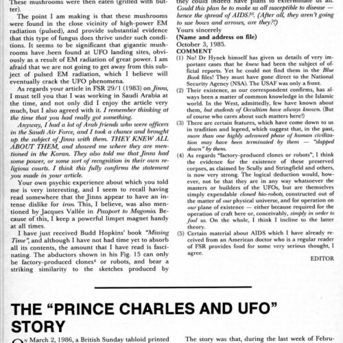 UFO 1986,Prince Charles,England,FSR1986V31N4 - Imagen 1