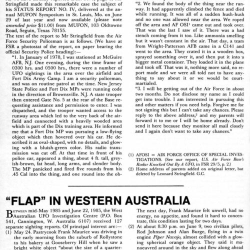 UFO Flap 1985,Australia,FSR1986V31N2 - Imagen 1