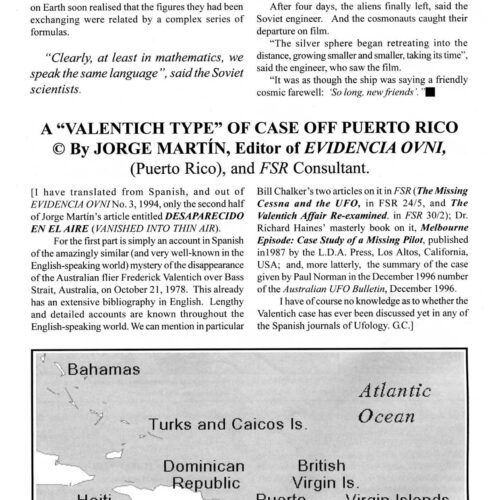 UFO and missing plane 1980,Puerto Rico,Jorge Martin,FSR1998V43N4 - Imagen 1
