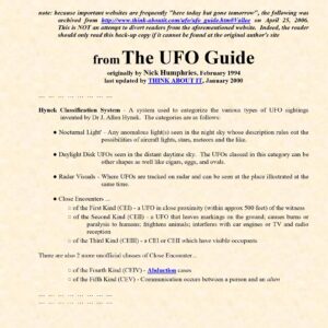 UFO sightings classification system