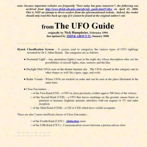 UFO sightings classification system - Imagen 1