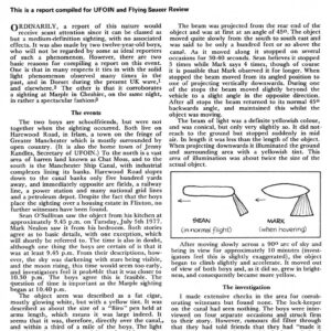 UFO-solid light beams 1977,oil refinery,Manchester,FSR78V23N5