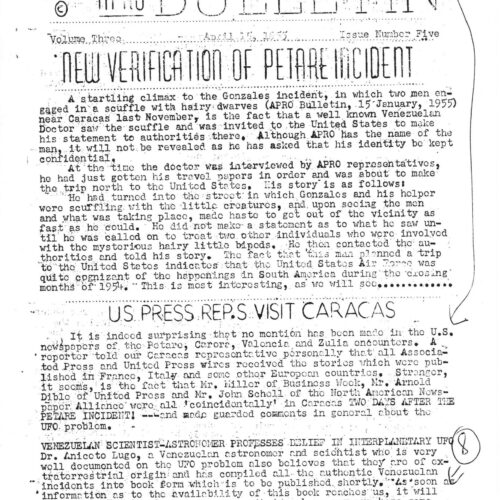 UFOs 1954,Venezuela,APRO Bulletin,1955,April - Imagen 1