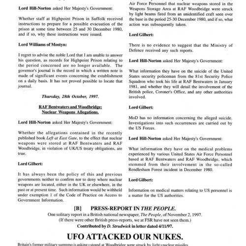 UFOs 1980,Rendlesham,England,House of Lords,FSR1998V43N1 - Imagen 1
