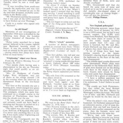 UFOs attack motorists,1971,Perth,FSR71V17N3 - Imagen 1