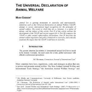 Universal Declaration of Animal Welfare,Miah Gibson