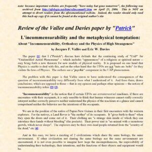 Vallee-Davis,Incommensurability