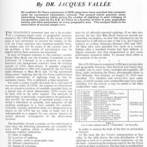 Vallee,Analysis 8260 UFO Sightings,FSR68V14N3