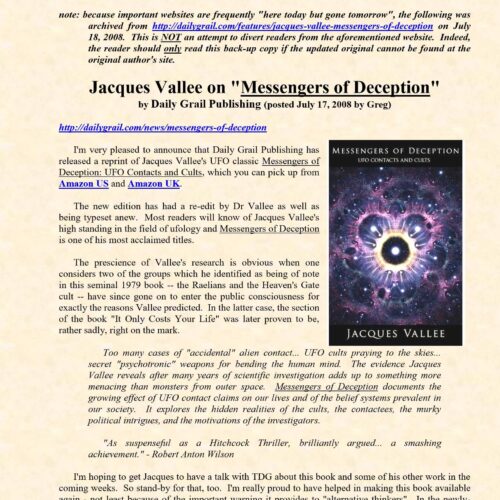 Vallee,Jacques,Messengers of Deception 30 years afterward - Imagen 1