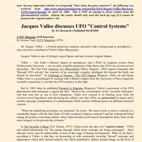 Vallee,Jacques,UFOs as a control system - Imagen 1