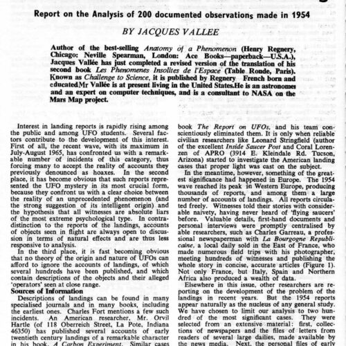 Vallee,UFO landings 1954,200 reports,FSR-SI 1966 N 1,Humanoids - Imagen 1