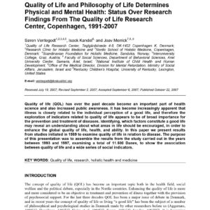 Ventegodt,Quality of Life and Philosophy of Life