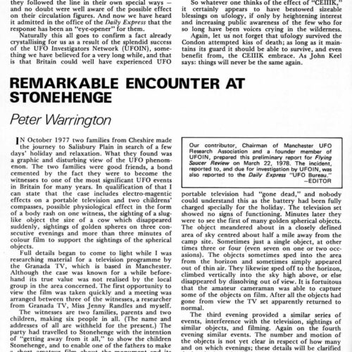 Warrington,UFO 1977,Stonehenge,FSR78V23N6 - Imagen 1
