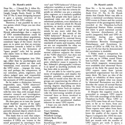 Watson,Hynek and UFO Phenomenon,FSR1983V28N3 - Imagen 1
