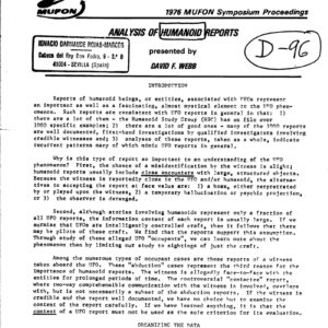 Webb,David F.,Analysis of Humanoid Reports