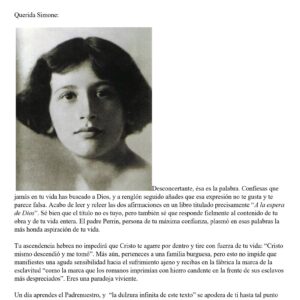 Weil,Carta a Simone Weil