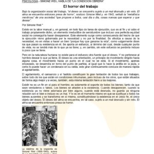 Weil,La condicion obrera,el horror del trabajo