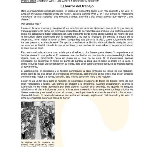 Weil,La condicion obrera,el horror del trabajo - Imagen 1
