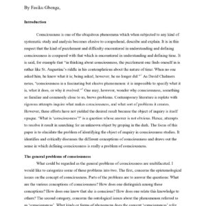 What,then,is consciousness,Fasiku Gbenga