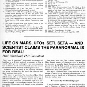 Whitehead,UFOs,SETI,Parapsychology,FSR86V32N1