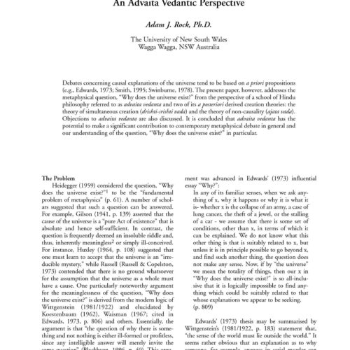 Why does the Universe exist,an Advaita Vedantic Perspective,A.J.Rock - Imagen 1