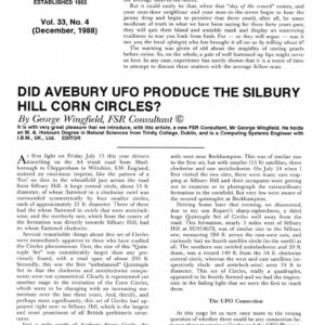 Wingfield,Crop Circles 1988 and UFO,England,FSR88V33N4