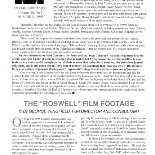 Wingfield,Santilli 1947 Roswell Film,FSR1995V40N2 - Imagen 1
