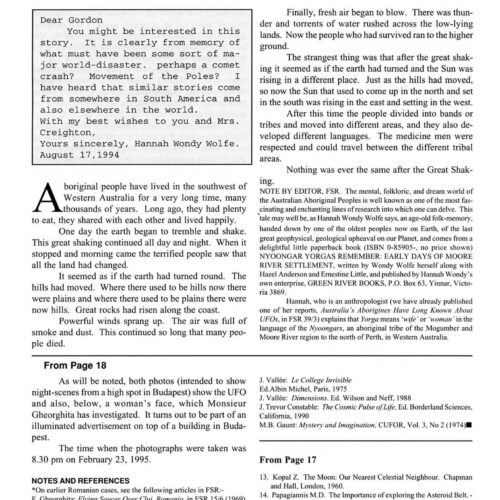 Wolfe,UFOs in Aborigine Legends,Australia,FSR95V40N2 - Imagen 1