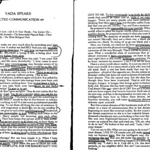 Yada Speaks,Selected communications-2
